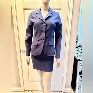 Zoompy dark blue/grey skirt suit size small